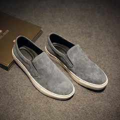 Loafer British male leather shoes pedal lazy winter shoes casual shoes Korean men's fashion Thirty-eight gray