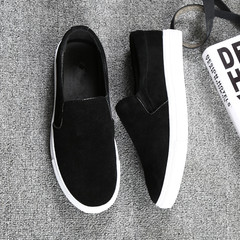 Suede Loafers Shoes 45 England 46 lazy pedal thick bottom leather shoes 47 XL Thirty-eight black