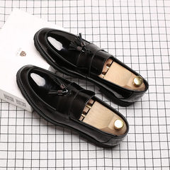 The paint bright autumn shoes Bullock sets foot on British style leisure shoes trend of Korean loafer shoes peas Thirty-eight Black tassel -1