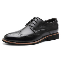 The New England autumn Bullock carved men's business casual men's leather shoes lace dress with flat shoes Thirty-eight Black upgrade