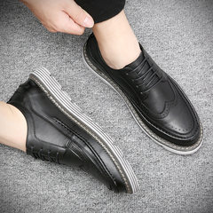 Male shoes shoes 2017 new trend of Korean winter in England increased all-match plus cashmere Mens Casual Thirty-eight black