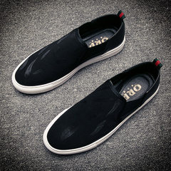 The new set foot loafer men British style pedal casual shoes, breathable and comfortable shoes shoes youth trend Thirty-eight Black [not elevated]