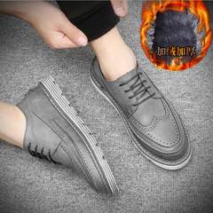 Male shoes shoes 2017 new trend of Korean winter in England increased all-match plus cashmere Mens Casual Thirty-eight Grey cashmere