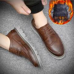 Male shoes shoes 2017 new trend of Korean winter in England increased all-match plus cashmere Mens Casual Thirty-eight Brown cashmere