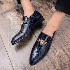 Spring and Autumn Edition, pointed Bullock style male trend hair teacher leather shoes, British men's casual foot shoes Thirty-eight 108 blue