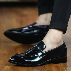 Spring and Autumn Edition, pointed Bullock style male trend hair teacher leather shoes, British men's casual foot shoes Thirty-eight 111 black