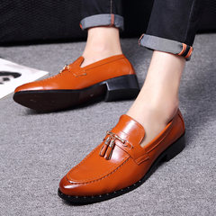 Spring and Autumn Edition, pointed Bullock style male trend hair teacher leather shoes, British men's casual foot shoes Thirty-eight 62 Brown