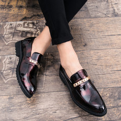 Spring and Autumn Edition, pointed Bullock style male trend hair teacher leather shoes, British men's casual foot shoes Thirty-eight 8675 red