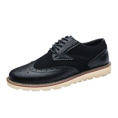 Autumn and winter the British male Korean tide Bullock carved small leather shoes shoes stylist male shoes casual shoes with cashmere Forty-three black