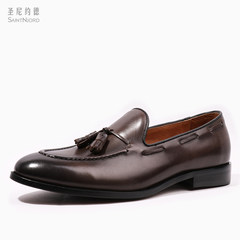 100 excellent vintage British men's shoes and set foot wind tassel loafer shoes Italy men's business suits Premium bronze brown color Bronze brown