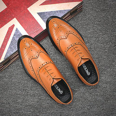 Autumn and winter men's business casual dress Bullock carved British men's shoes all-match shoes shoes. Thirty-eight Orange