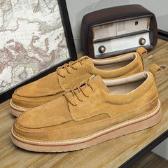 The New Vintage Leather Men's casual shoes fashion style carved Bullock British youth leisure shoes Thirty-eight 1806 yellow