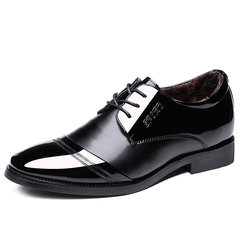 Men's business suit, black lacquer leather shoes, men's shoes, winter shoes, winter shoes, men's shoes Thirty-eight Increase in black 9851