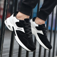 Autumn and winter sports shoes men's running shoes casual shoes men warm air cushioning cotton shoes with Korean male tide 39 [collection socks] 8107 black and white winter shoes