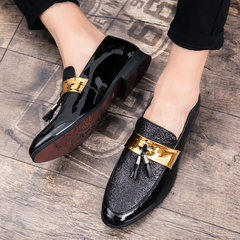 Spring and autumn men's hair stylist, tide shoes, tassels, casual shoes, air feet, retro Bullock style Forty-three 51 black