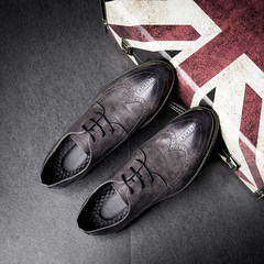 Autumn shoes shoes retro carved Bullock pointed thick dress dress shoes men's casual shoes men Thirty-eight gray