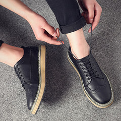 2017 new fall trend shoes shoes young Korean men's casual shoes increased all-match British leather shoes Thirty-eight black