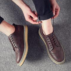 2017 new fall trend shoes shoes young Korean men's casual shoes increased all-match British leather shoes Thirty-eight Dark brown