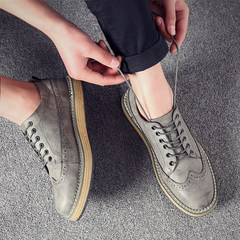 2017 new fall trend shoes shoes young Korean men's casual shoes increased all-match British leather shoes Thirty-eight Grey (Nei Zenggao)