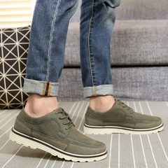Warrior shoes 2017 spring and autumn shoes retro Korean men sports shoes mens shoes in youth Thirty-eight Army green 3393 standard leather shoes size