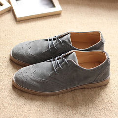The fall of Bullock Style Men's shoes shoes casual shoes matte trend Korea British men suede leather shoes Thirty-eight gray