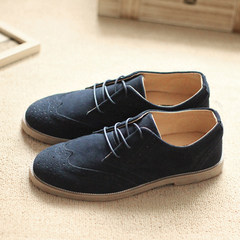 The fall of Bullock Style Men's shoes shoes casual shoes matte trend Korea British men suede leather shoes Thirty-eight blue