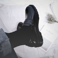 Japanese retro shoes casual shoes set foot in South Korea Le Fu Chao British black head Martin Hong Kong Wind shoes shoes Thirty-eight Black velvet