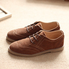 The fall of Bullock Style Men's shoes shoes casual shoes matte trend Korea British men suede leather shoes Thirty-eight Coffee color