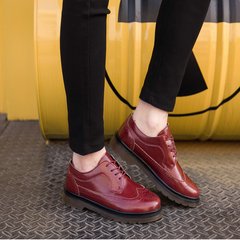 The British leisure shoes Bullock black frock breathable shoes Les shoes to neutral all-match tide in advance Thirty-eight Wine red 2 leather shoes code