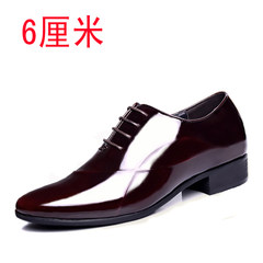 Winter LAORENTOU shoes for men 6cm leather shoes with leather cashmere dress business marriage bright shoes 8cm Thirty-eight 3388 Brown increased by 6 centimeters