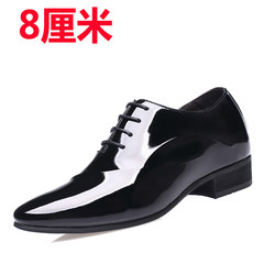 Winter LAORENTOU shoes for men 6cm leather shoes with leather cashmere dress business marriage bright shoes 8cm Thirty-eight 3388 black increased by 8 centimeters