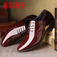 Winter LAORENTOU shoes for men 6cm leather shoes with leather cashmere dress business marriage bright shoes 8cm Thirty-eight 3388 Brown increased by 8 centimeters