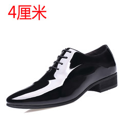 Winter LAORENTOU shoes for men 6cm leather shoes with leather cashmere dress business marriage bright shoes 8cm Thirty-eight 3388 black does not increase