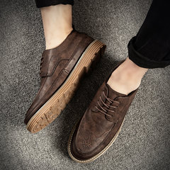 2017 new summer men Bullock shoes all-match British men's casual shoes retro trend Korea shoes Thirty-eight Dark brown