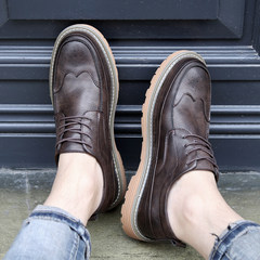 Men's shoes trend Korea Bullock style Martin shoes men's casual shoes in England in autumn all-match Thirty-eight 7136- Brown