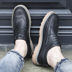 Men's shoes trend Korea Bullock style Martin shoes men's casual shoes in England in autumn all-match Thirty-eight 7136- black