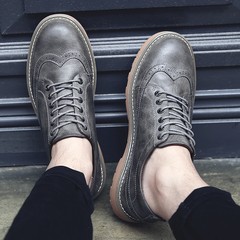 Men's shoes trend Korea Bullock style Martin shoes men's casual shoes in England in autumn all-match Thirty-eight 7132- gray