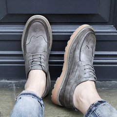 Men's shoes trend Korea Bullock style Martin shoes men's casual shoes in England in autumn all-match Thirty-eight 7136- gray
