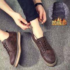 In the autumn of 2017 men's shoes Korean casual shoes men's leather shoes thickness increase at the end of the climax of British style Bullock men's shoes Thirty-eight Brown cashmere