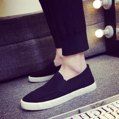 Kevin shoes casual shoes men fall British pedal shoes breathable shoes shoes Korean male lazy Forty-three Black cloth