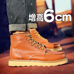 10cm shoes for men with velvet frock all-match trend of Korean high for help British winter leisure Martin boots Thirty-nine Brown cashmere 6cm