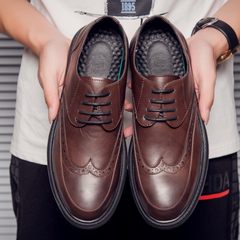 The fall of 2017 the trend of Korean men leisure shoes black shoes Bullock all-match young students Thirty-eight Reddish brown