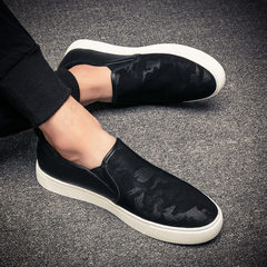 Stamp casual loafer Korean fashion shoes set foot shoes shoes all-match British male youth tide in autumn Thirty-eight Black [internal increase]