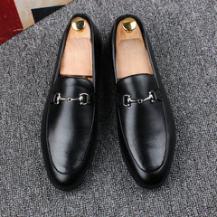 The British men slip on loafer shoes leather Europe tide stylist pointed shoes and cashmere personality Thirty-eight 1611 Regular Edition