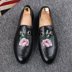 The British men slip on loafer shoes leather Europe tide stylist pointed shoes and cashmere personality Thirty-eight 1612 Regular Edition