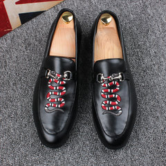 The British men slip on loafer shoes leather Europe tide stylist pointed shoes and cashmere personality Thirty-eight 1615 Regular Edition