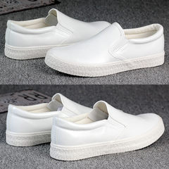 Men's casual shoes trend of Korean men 2017 New England leather shoes Le Fuxie lazy pedal Forty-three white