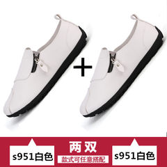 2017 men fall Doug shoes new men's casual shoes slip on shoes lazy British Korean loafer Forty-three White + white