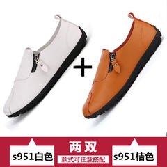 2017 men fall Doug shoes new men's casual shoes slip on shoes lazy British Korean loafer Forty-three Brown + white