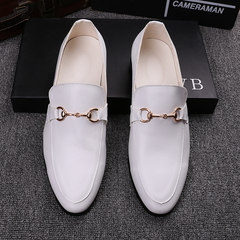 Summer white casual shoes set foot pedal shoes Korean in England increased Doug shoes loafer all-match Thirty-eight White (common paragraph)